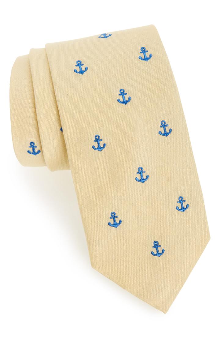 Men's Southern Tide Atlantis Anchor Cotton & Silk Tie, Size - Yellow
