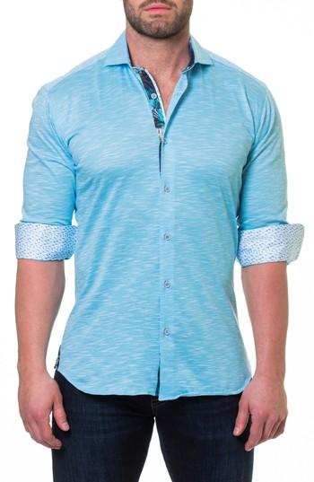 Men's Maceoo Wall Street Slim Fit Slub Pique Sport Shirt (m) - Blue