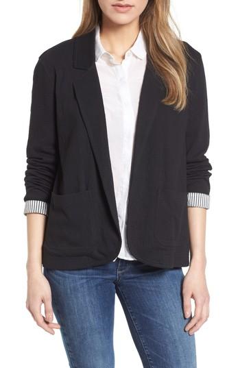 Women's Caslon Crinkle Stretch Cotton Lined Blazer - Black