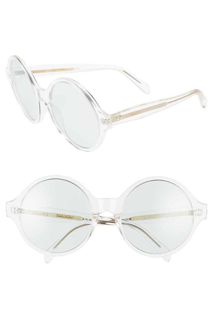 Women's Celine 58mm Round Sunglasses - Transparent Yellow/ Green