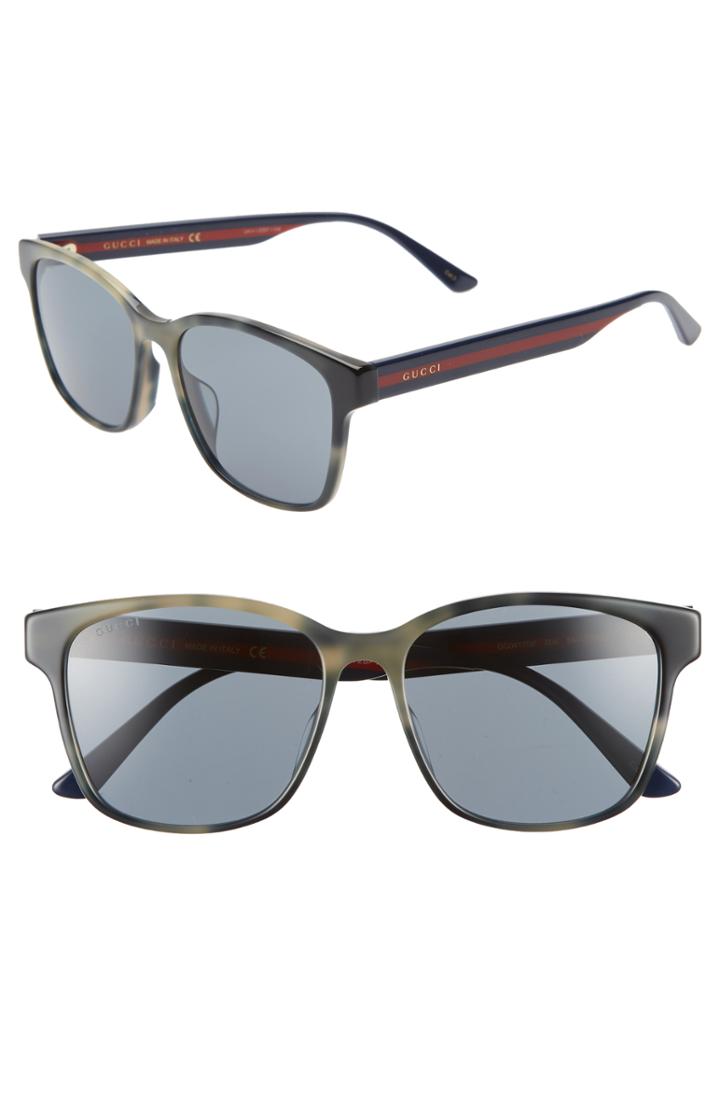Men's Gucci 56mm Square Sunglasses - Grey Havana