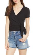 Women's Ten Sixty Sherman Ribbed Wrap Front Top - Black