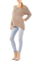Women's Imanimo Open Knit Maternity Sweater - Beige