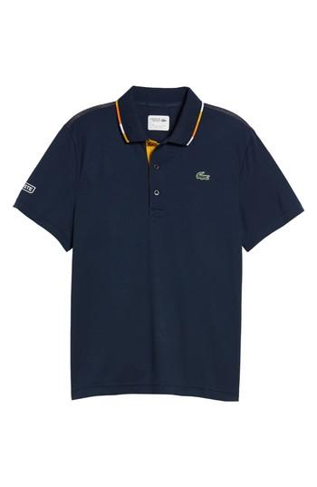 Men's Lacoste Sport Piped Pique Tech Polo (s) - Blue