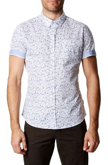Men's 7 Diamonds Mind Gardens Floral Sport Shirt - White