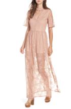 Women's Socialite Choker Lace Maxi Romper - Pink