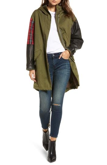 Women's Current/elliott The Harper Leather Detail Hooded Parka