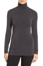 Petite Women's Halogen Long Sleeve Turtleneck P - Grey