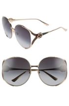 Women's Gucci 63mm Open Temple Sunglasses - Gold/ Red/ Grey