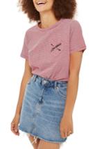 Women's Topshop Heartless Stripe Tee Us (fits Like 2-4) - Red