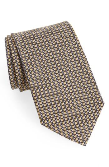 Men's Salvatore Ferragamo Dracena Print Silk Tie, Size - Black