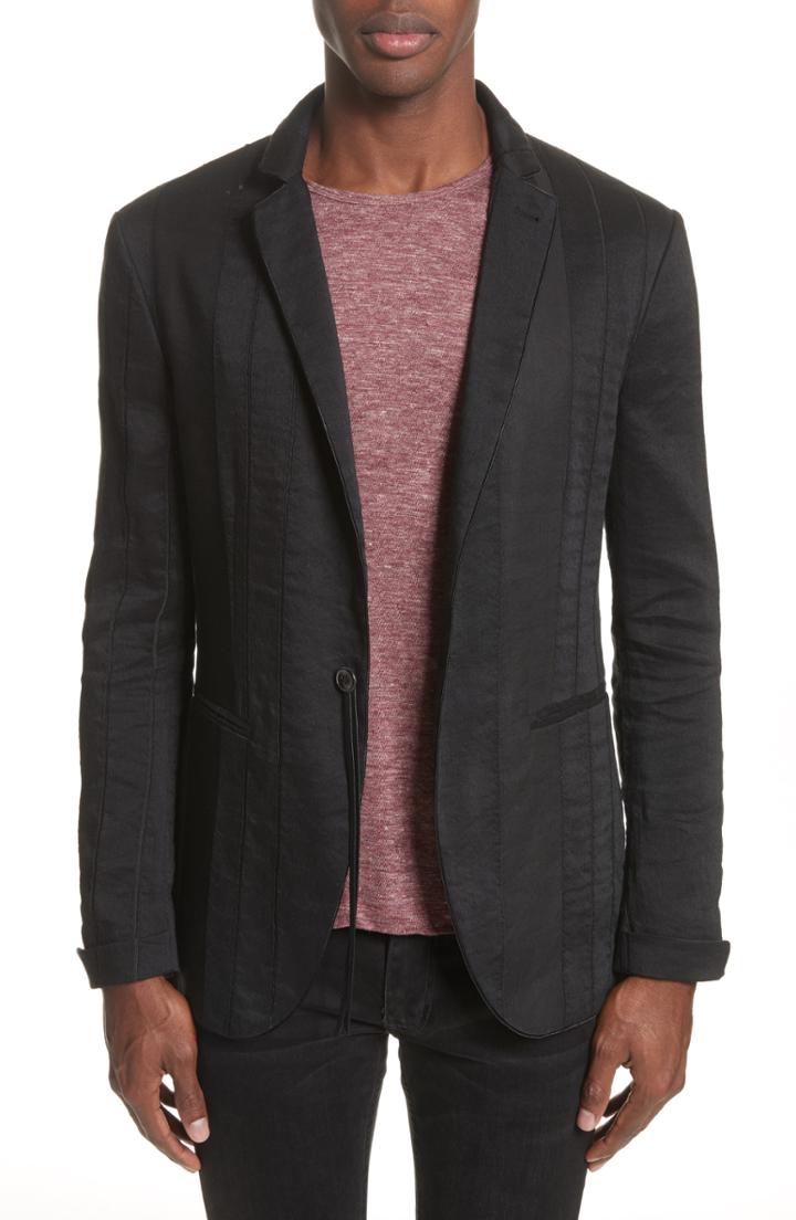 Men's John Varvatos Collection Slim Fit Linen Blend Blazer Eu - Black