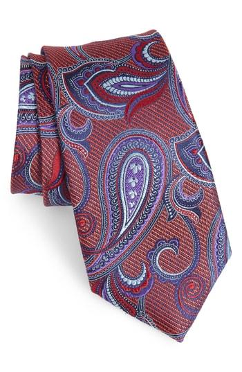 Men's Nordstrom Men's Shop Palisades Paisley Silk Tie, Size - Burgundy