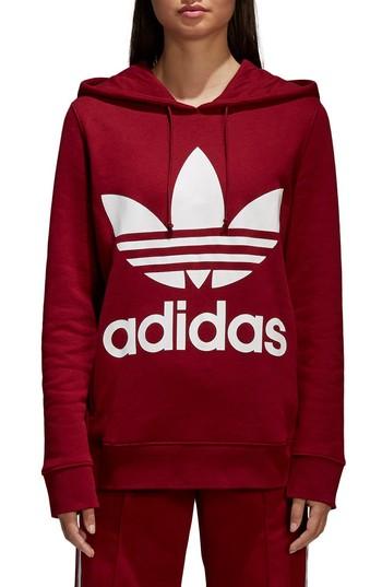 Women's Adidas Originals Trefoil Hoodie - Burgundy