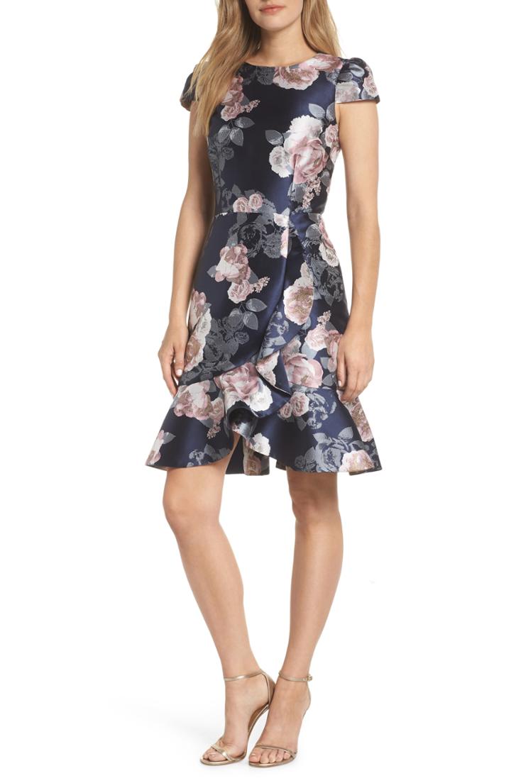 Women's Eliza J Floral Jacquard Dress - Blue