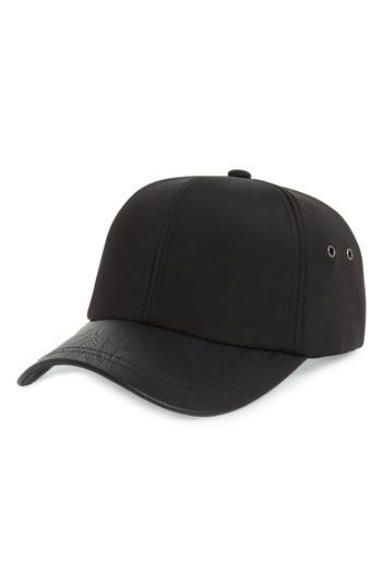 Women's Sweat Active Faux Leather Baseball Cap - Black
