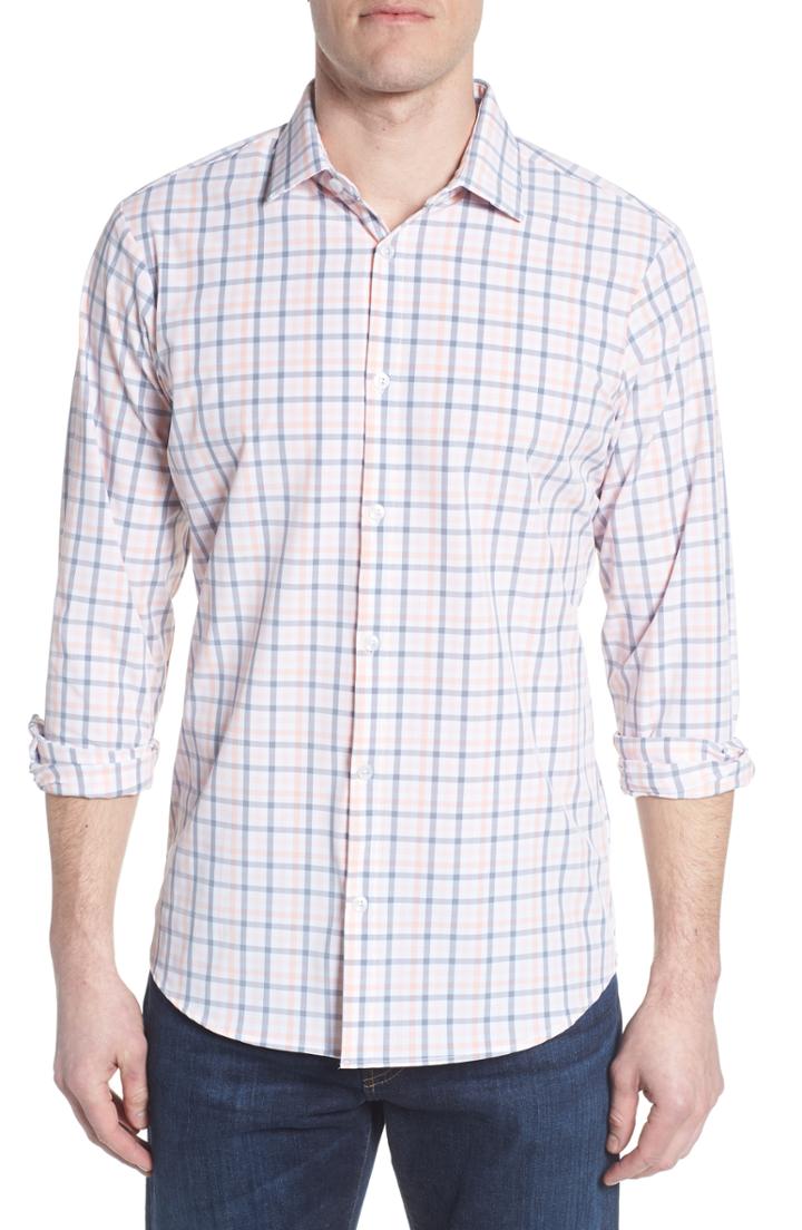 Men's Mizzen+main Kimble Check Sport Shirt, Size - Pink