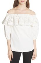 Women's Kate Spade New York Cutwork Off The Shoulder Top, Size - White