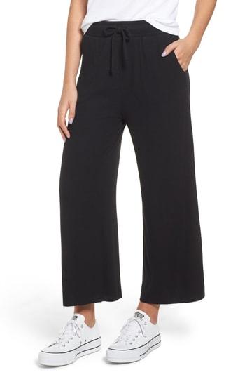 Women's Bp. Ribbed Wide Leg Crop Pants, Size - Black
