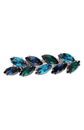 L. Erickson Small Ivy Swarovski Crystal Barrette, Size - Green