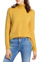 Women's Halogen Turtleneck Wool Blend Tunic Sweater, Size - Yellow