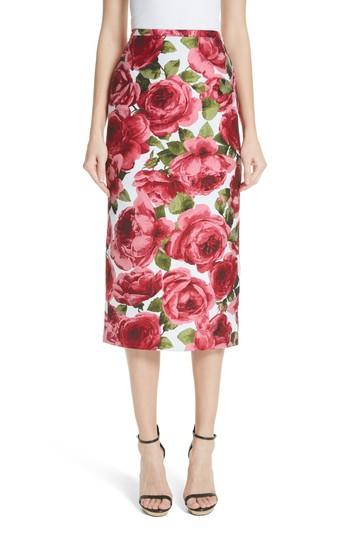 Women's Michael Kors Floral Print Pencil Skirt - Red