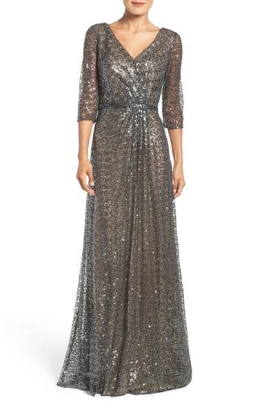 Women's La Femme Sequin Mesh Gown