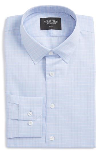 Men's Nordstrom Men's Shop Trim Fit Check Dress Shirt 32 - Blue