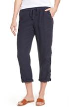Petite Women's Caslon Linen Crop Pants, Size P - Blue