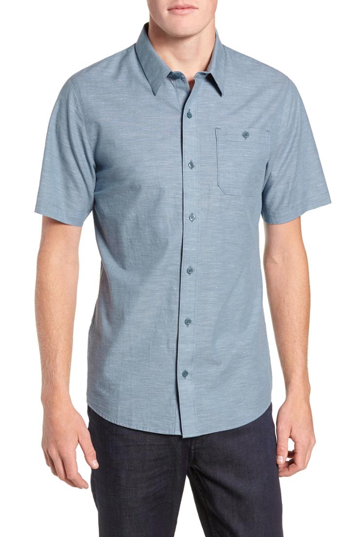 Men's Travis Mathew Studebaker Fit Sport Shirt, Size Large - Blue