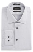 Men's Nordstrom Men's Shop Trim Fit Non-iron Herringbone Dress Shirt .5 32/33 - Grey