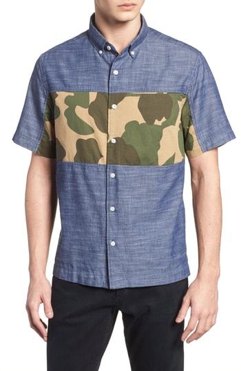 Men's Original Penguin Pieced Camo Shirt - Blue