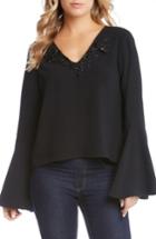 Women's Karen Kane Embellished Bell Sleeve Top - Black