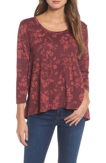 Women's Lucky Brand Floral Print Top - Burgundy