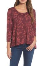 Women's Lucky Brand Floral Print Top - Burgundy