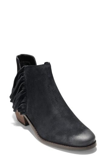 Women's Cole Haan Abbot Fringe Bootie .5 B - Black