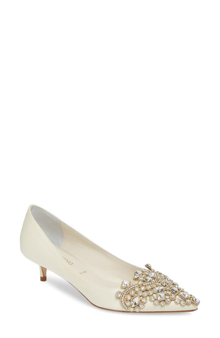 Women's Something Bleu Brinsley Embellished Pointy Toe Pump M - White