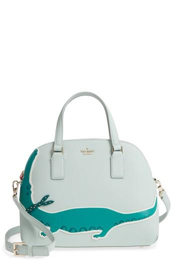 Kate Spade New York Swamped Alligator - Lottie Leather Leather Satchel - Blue