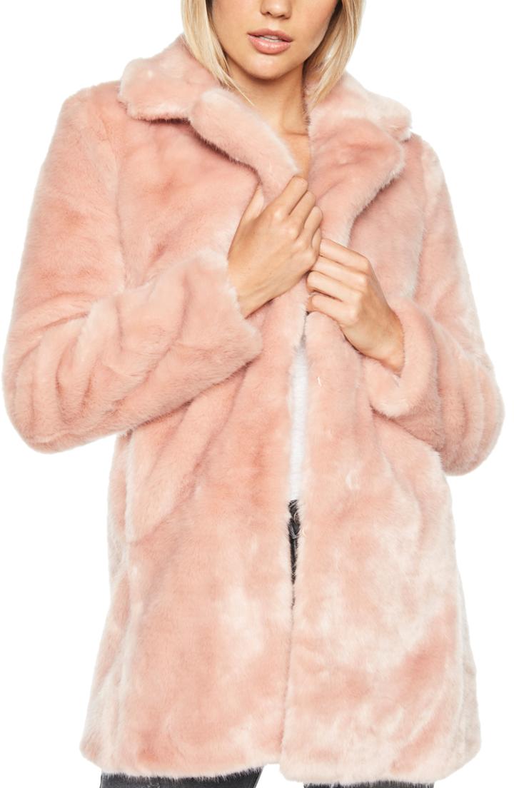 Women's Bardot Faux Fur Coat - Pink