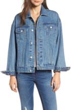 Women's Blanknyc Studded Cuff Denim Jacket - Blue
