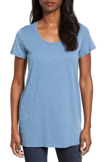 Petite Women's Eileen Fisher U-neck Organic Cotton Tee P - Blue