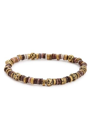 Men's Link Up Lava Rock & Brass Bead Bracelet