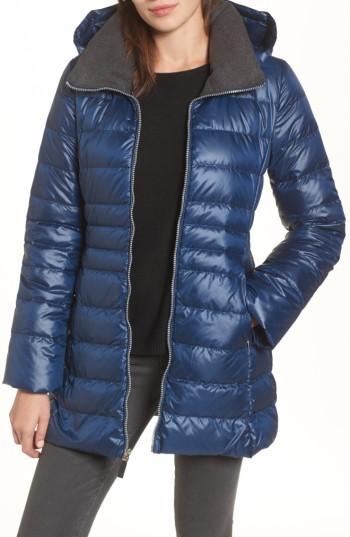 Women's Andrew Marc Erin Hooded Down Coat - Blue