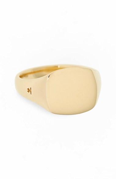 Women's Tom Wood Mini Gold Cushion Signet Ring