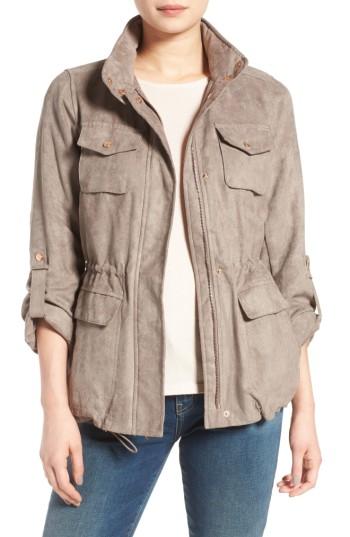 Women's Vince Camuto Faux Suede Utility Jacket - Grey