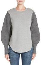 Women's Burberry Alcobaca Rib Knit Sleeve Sweatshirt - Grey