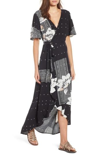 Women's O'neill Alamante Print Wrap Dress - Black