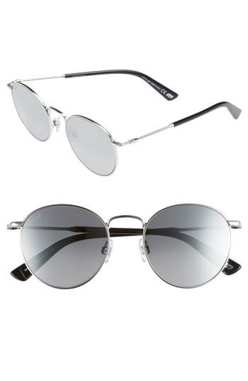 Women's Web 51mm Round Metal Sunglasses - Shiny Palladium/ Smoke Mirror