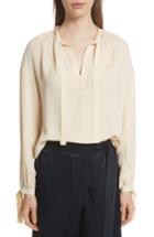 Women's Vince Tie Detail Silk Poet Blouse - Yellow