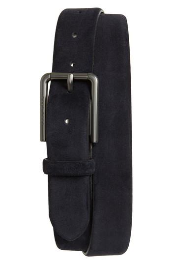 Men's Boss Sily Suede Belt - Dark Blue